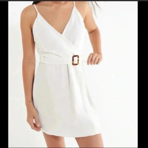 Urban Outfitters | Classic Chic Ivory Linen Blend Coastal Dress Size XS Tall